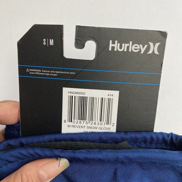HURLEY S/M SNOW GLOVE Blue Water Resistant Adjustable Breathable Grip Unisex New - Picture 3 of 12